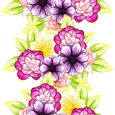 Sorunsuz vintage tarzı çiçek deseni. Renkli çiçek öğeleri