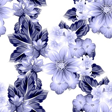 Sorunsuz vintage tarzı çiçek deseni. Kontur çiçek öğeleri