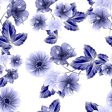 Sorunsuz vintage tarzı çiçek deseni. Kontur çiçek öğeleri