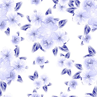 Sorunsuz vintage tarzı çiçek deseni. Kontur çiçek öğeleri