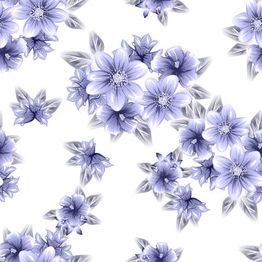 Sorunsuz vintage tarzı çiçek deseni. Kontur çiçek öğeleri