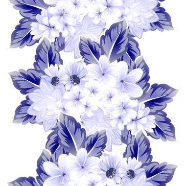 Sorunsuz vintage tarzı çiçek deseni. Kontur çiçek öğeleri