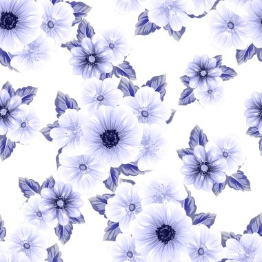 Sorunsuz vintage tarzı çiçek deseni. Kontur çiçek öğeleri