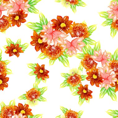 Sorunsuz vintage tarzı çiçek deseni. Renkli çiçek öğeleri