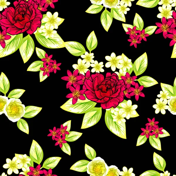 Naadloze Vintage Stijl Bloemenpatroon Floral Elementen Kleur — Stockvector