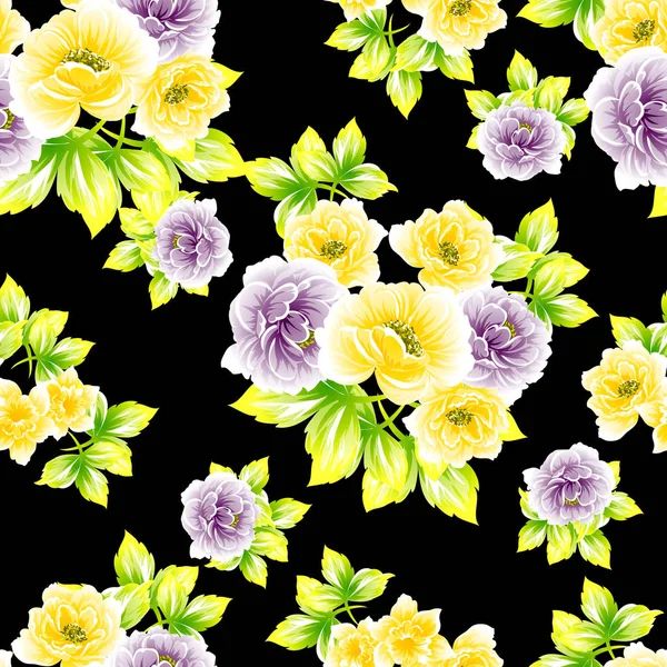 Patrón Flores Estilo Vintage Sin Costuras Elementos Florales Color — Archivo Imágenes Vectoriales