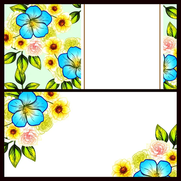 Vintage Stijl Bloem Bruiloft Kaarten Set Bloemenelementen Kleur — Stockvector