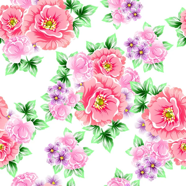 Naadloze Vintage Stijl Bloemenpatroon Floral Elementen Kleur — Stockvector