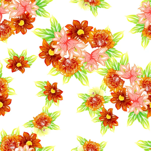 Sorunsuz vintage tarzı çiçek deseni. Renkli çiçek öğeleri