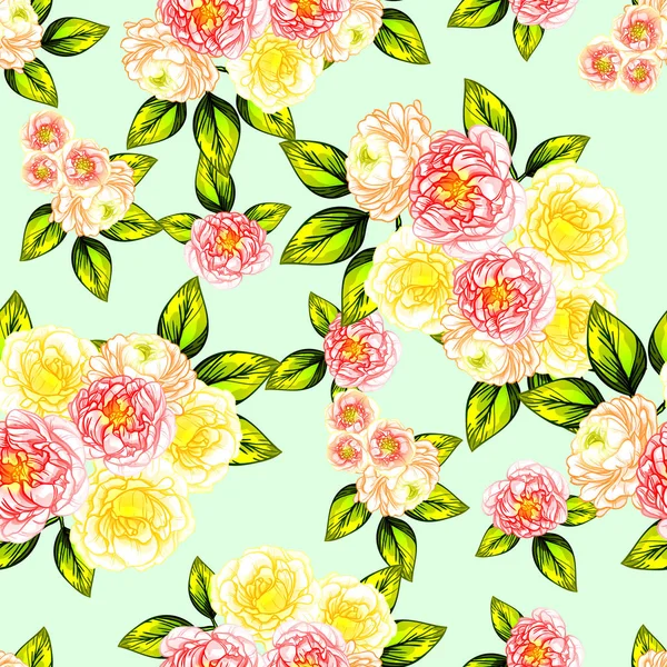 Patrón Flores Estilo Vintage Sin Costuras Elementos Florales Color — Vector de stock