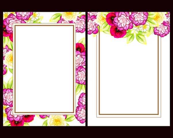 Conjunto Tarjetas Boda Flores Estilo Vintage Elementos Florales Color — Vector de stock