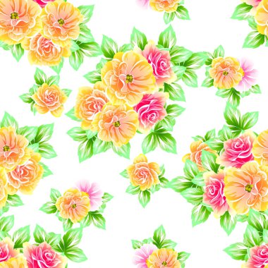 Sorunsuz vintage tarzı çiçek deseni. Renkli çiçek öğeleri