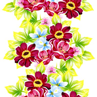 Sorunsuz vintage tarzı çiçek deseni. Renkli çiçek öğeleri