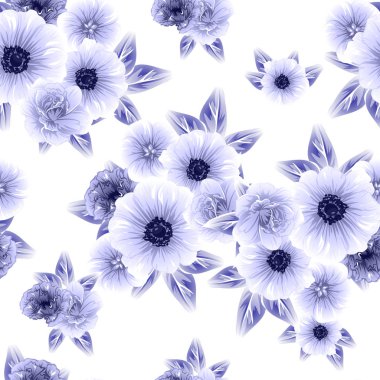 Sorunsuz vintage tarzı çiçek deseni. Kontur çiçek öğeleri