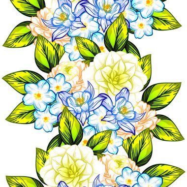 Sorunsuz vintage tarzı çiçek deseni. Renkli çiçek öğeleri