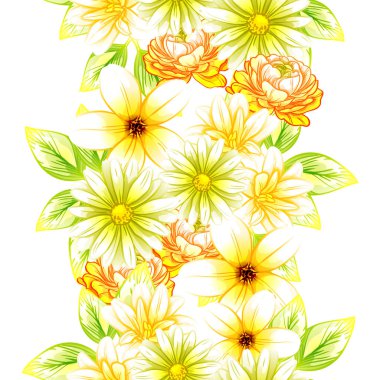 Sorunsuz vintage tarzı çiçek deseni. Renkli çiçek öğeleri