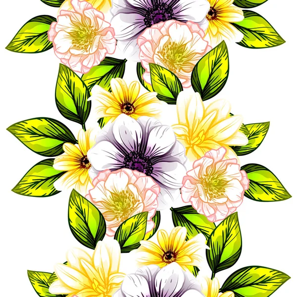 Patrón Flores Estilo Vintage Sin Costuras Elementos Florales Color — Vector de stock