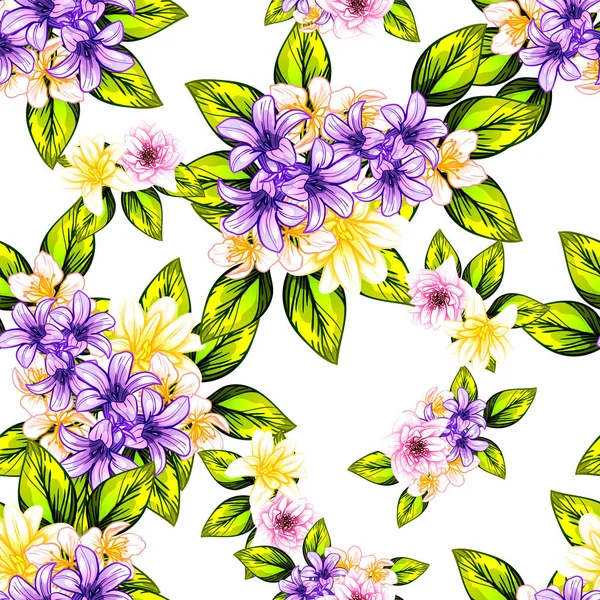 Nahtlose Blumenmuster Vintage Stil Florale Elemente Farbe — Stockvektor