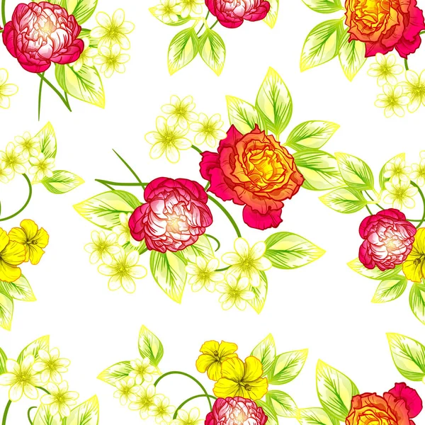 Patrón Flores Estilo Vintage Sin Costuras Elementos Florales Color — Vector de stock