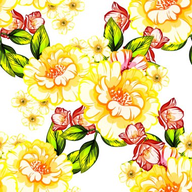 Sorunsuz vintage tarzı çiçek deseni. Renkli çiçek öğeleri