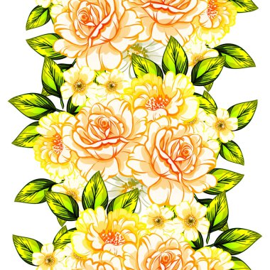 Sorunsuz vintage tarzı çiçek deseni. Renkli çiçek öğeleri