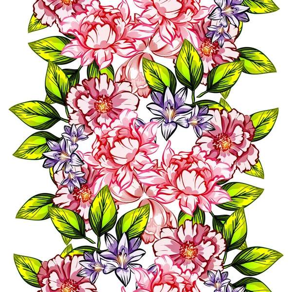 Modèle Fleur Style Vintage Sans Couture Éléments Floraux Couleur — Image vectorielle