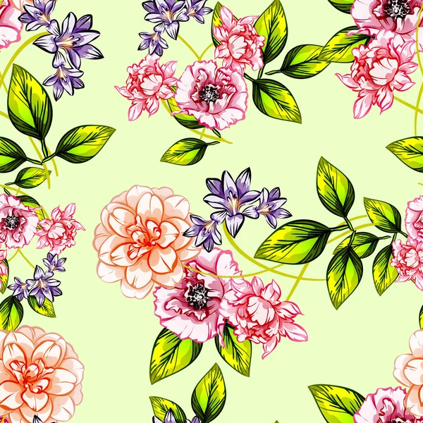 Nahtlose Blumenmuster Vintage Stil Florale Elemente Farbe — Stockvektor