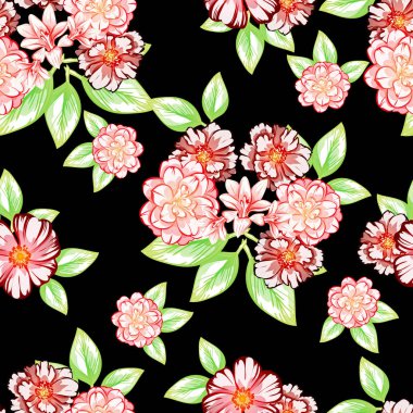 Sorunsuz vintage tarzı çiçek deseni. Kontur çiçek öğeleri