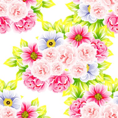 Sorunsuz vintage tarzı çiçek deseni. Renkli çiçek öğeleri