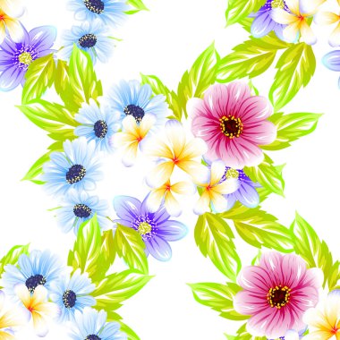 Sorunsuz vintage tarzı çiçek deseni. Renkli çiçek öğeleri