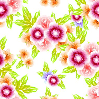 Sorunsuz vintage tarzı çiçek deseni. Renkli çiçek öğeleri