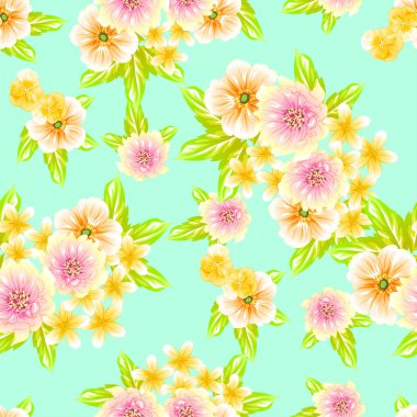 Sorunsuz vintage tarzı çiçek deseni. Renkli çiçek öğeleri