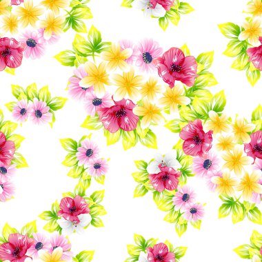 Sorunsuz vintage tarzı çiçek deseni. Renkli çiçek öğeleri