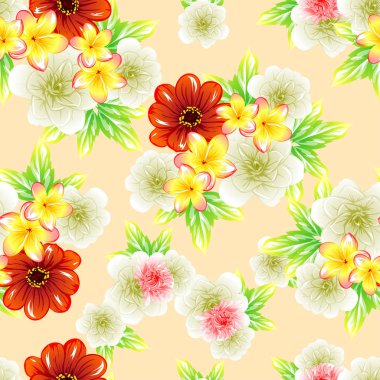 Sorunsuz vintage tarzı çiçek deseni. Renkli çiçek öğeleri