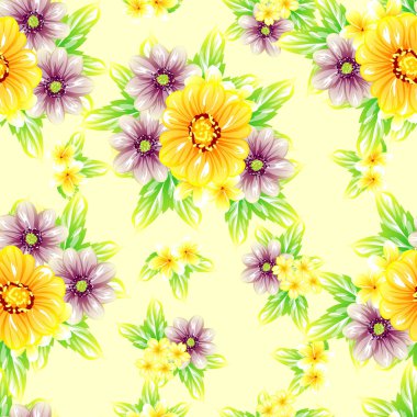 Sorunsuz vintage tarzı çiçek deseni. Renkli çiçek öğeleri