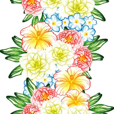 Sorunsuz vintage tarzı çiçek deseni. Renkli çiçek öğeleri