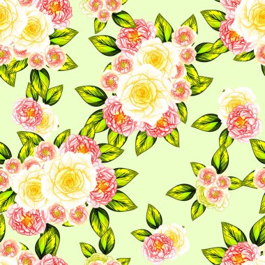 Sorunsuz vintage tarzı çiçek deseni. Renkli çiçek öğeleri