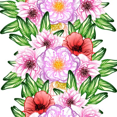 Sorunsuz vintage tarzı çiçek deseni. Renkli çiçek öğeleri