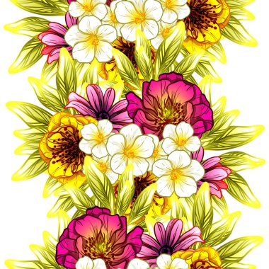 Sorunsuz vintage tarzı çiçek deseni. Renkli çiçek öğeleri