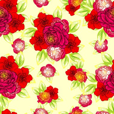 Sorunsuz vintage tarzı çiçek deseni. Renkli çiçek öğeleri