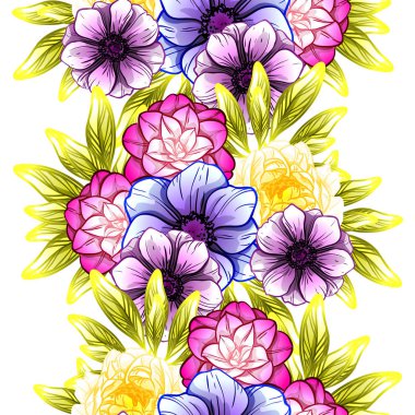 Sorunsuz vintage tarzı çiçek deseni. Renkli çiçek öğeleri