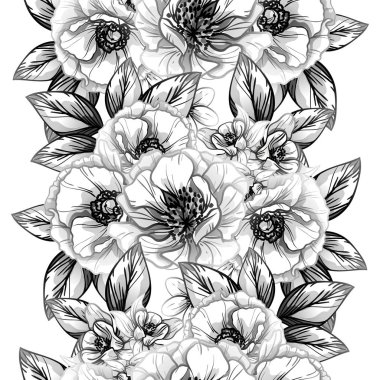 Sorunsuz vintage tarzı çiçek deseni. Kontur çiçek öğeleri