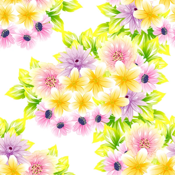 Naadloze Vintage Stijl Bloemenpatroon Floral Elementen Kleur — Stockvector