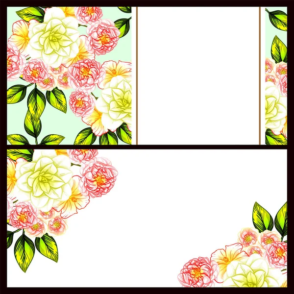 Conjunto Tarjetas Boda Flores Estilo Vintage Elementos Marcos Florales — Vector de stock