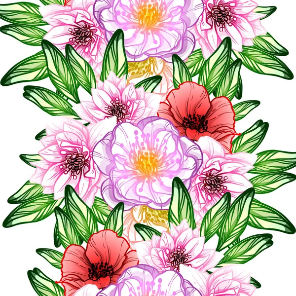 Naadloze Vintage Stijl Bloemenpatroon Floral Elementen Kleur — Stockvector