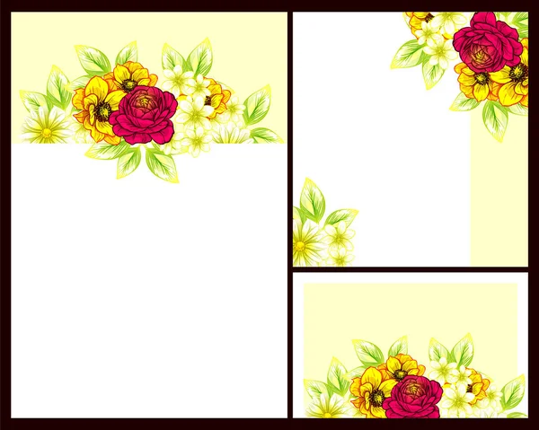 Style Vintage Cartes Mariage Fleurs Ensemble Eléments Floraux Cadres — Image vectorielle