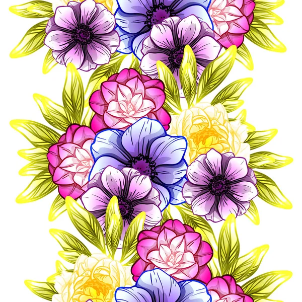 Sorunsuz vintage tarzı çiçek deseni. Renkli çiçek öğeleri