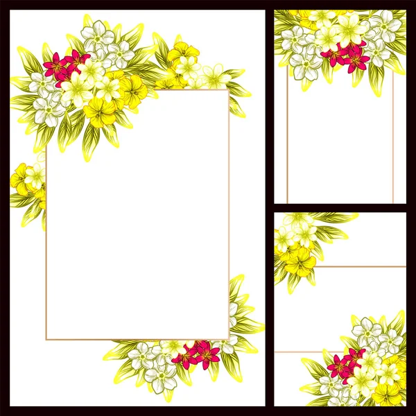 Vintage Style Flower Wedding Cards Set Floral Elements Frames — Stock Vector