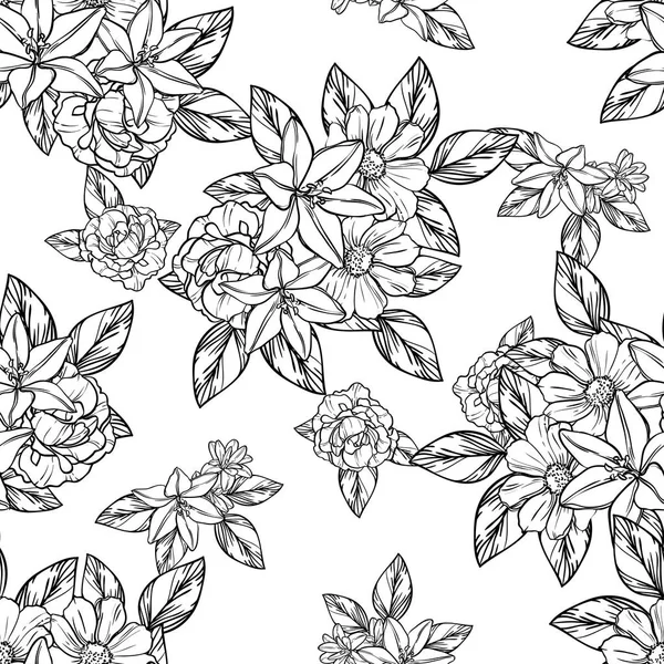 Black and white floral seamless pattern — Stock Vector © frescomovie ...
