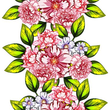 Sorunsuz vintage tarzı çiçek deseni. Renkli çiçek öğeleri